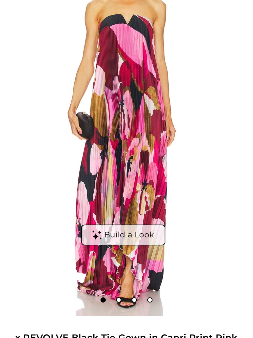 REVOLVE Strapless Pink Multi-Print Pleated Maxi Dress